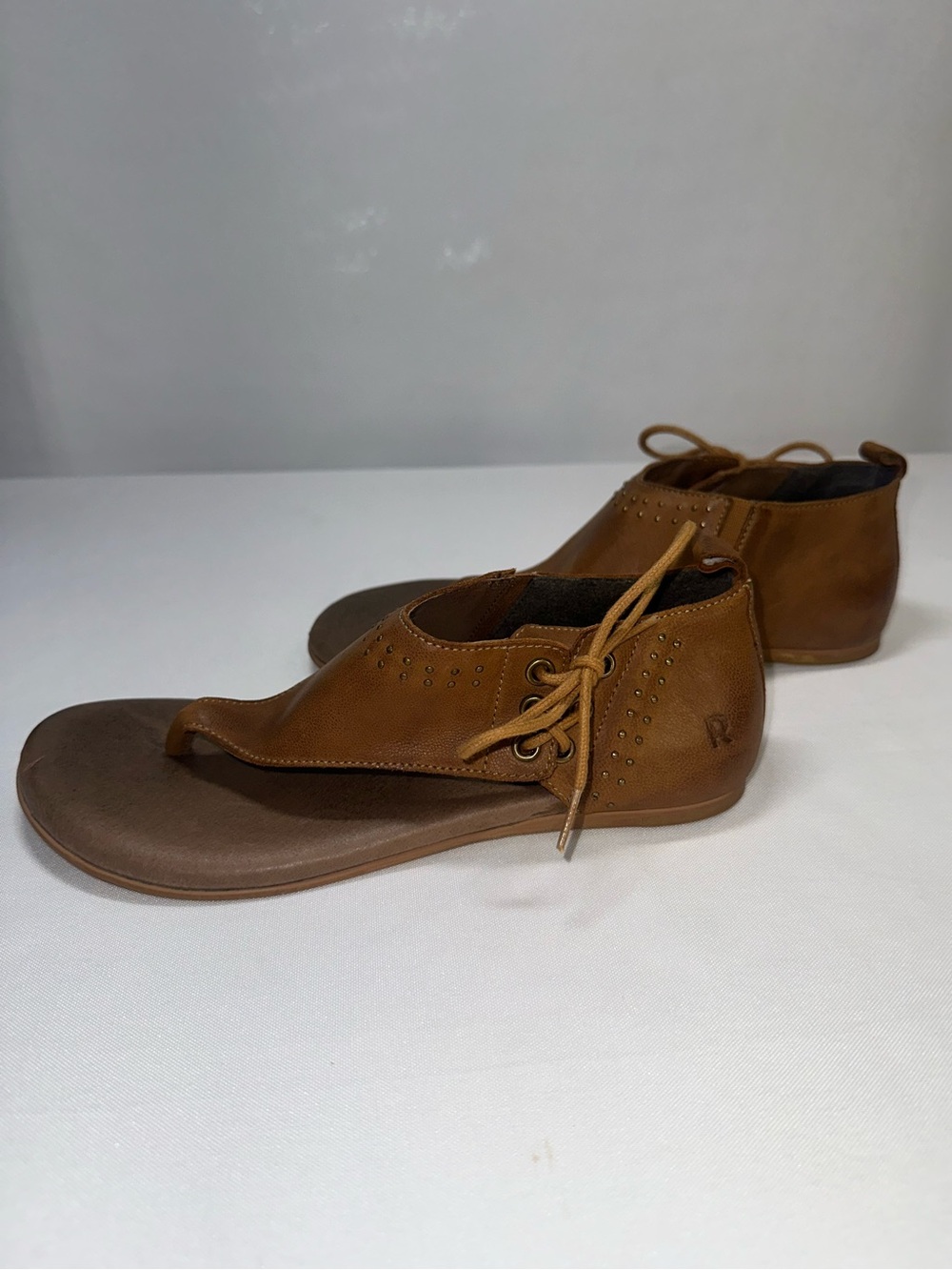 ⁠ROAN Bed Stu Xandria Leather Thong Sandals Womens 7 Tan Brown Studded Boho Flat - Picture 6 of 10